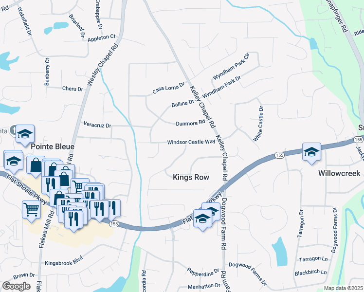 map of restaurants, bars, coffee shops, grocery stores, and more near 3343 Charlemagne Drive in Decatur