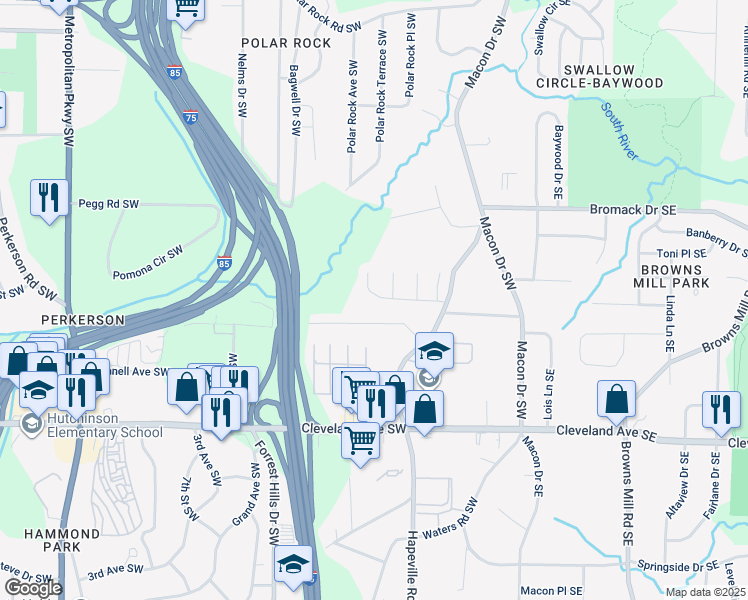map of restaurants, bars, coffee shops, grocery stores, and more near 234 Preston Lane in Atlanta