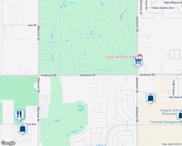 map of restaurants, bars, coffee shops, grocery stores, and more near 49840 Quinn Way in Indio