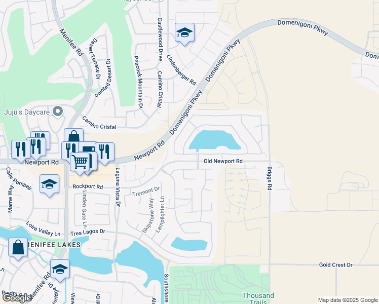 map of restaurants, bars, coffee shops, grocery stores, and more near 29608 Tierra Shores Lane in Menifee