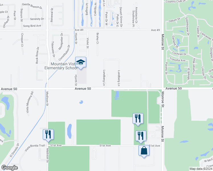 map of restaurants, bars, coffee shops, grocery stores, and more near 81514 Avenue 50 in Indio