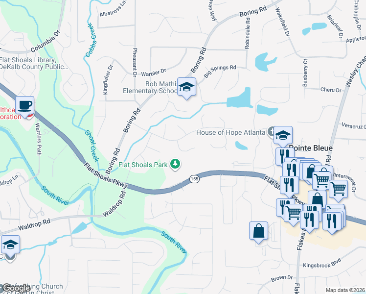 map of restaurants, bars, coffee shops, grocery stores, and more near 3340 Idlecreek Court in Decatur