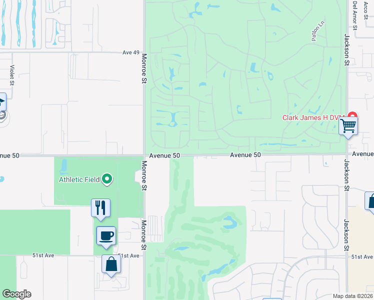map of restaurants, bars, coffee shops, grocery stores, and more near 82263 Burton Avenue in Indio