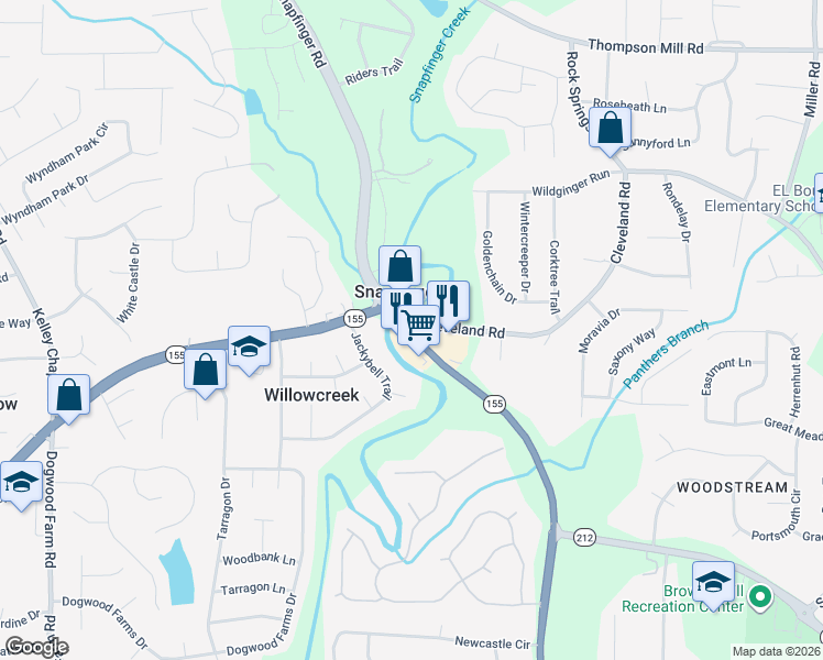 map of restaurants, bars, coffee shops, grocery stores, and more near 3265 Snapfinger Road in Lithonia