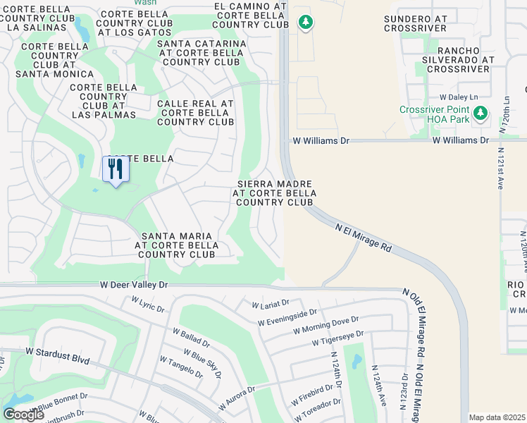 map of restaurants, bars, coffee shops, grocery stores, and more near 22125 North Pedregosa Drive in Sun City West