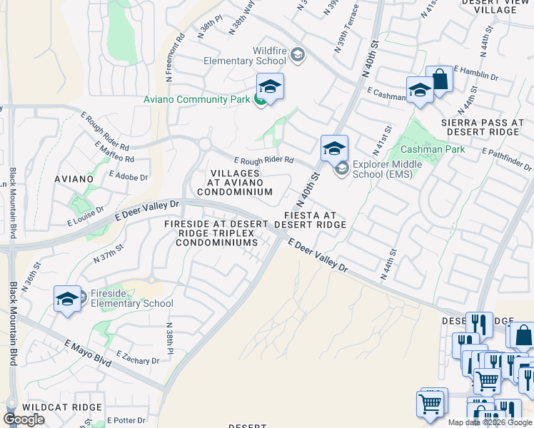 map of restaurants, bars, coffee shops, grocery stores, and more near 3962 East Cat Balue Drive in Phoenix
