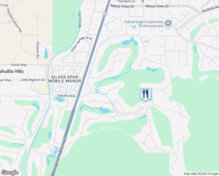 map of restaurants, bars, coffee shops, grocery stores, and more near 104 Lantana View in Palm Desert