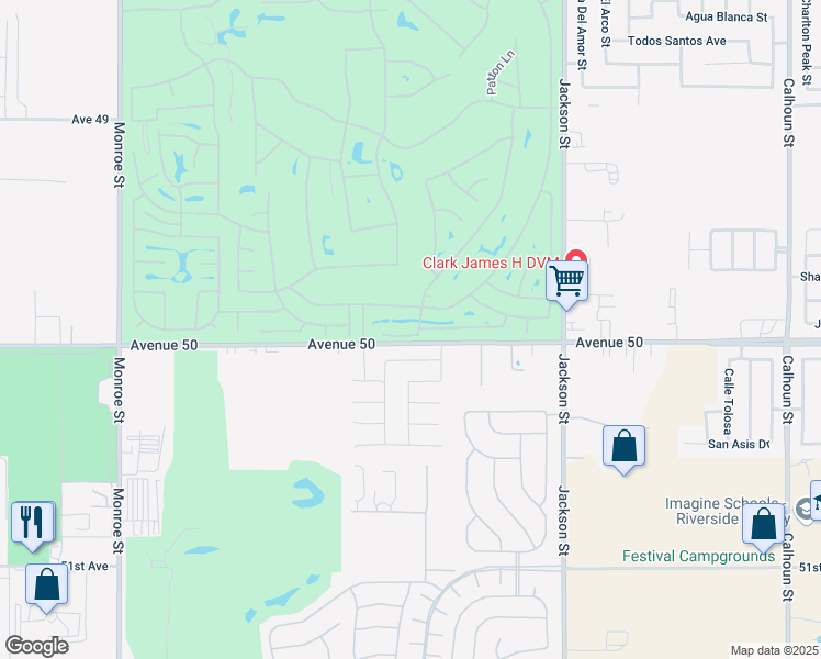 map of restaurants, bars, coffee shops, grocery stores, and more near 82664 Heston Drive in Indio