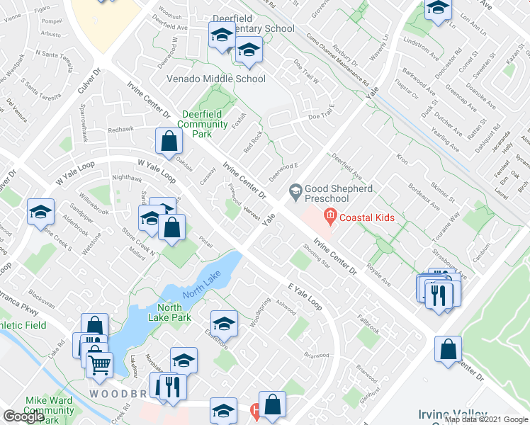 map of restaurants, bars, coffee shops, grocery stores, and more near 8 Stonewood in Irvine