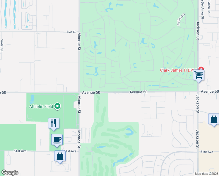 map of restaurants, bars, coffee shops, grocery stores, and more near 49801 Jade Way in Indio