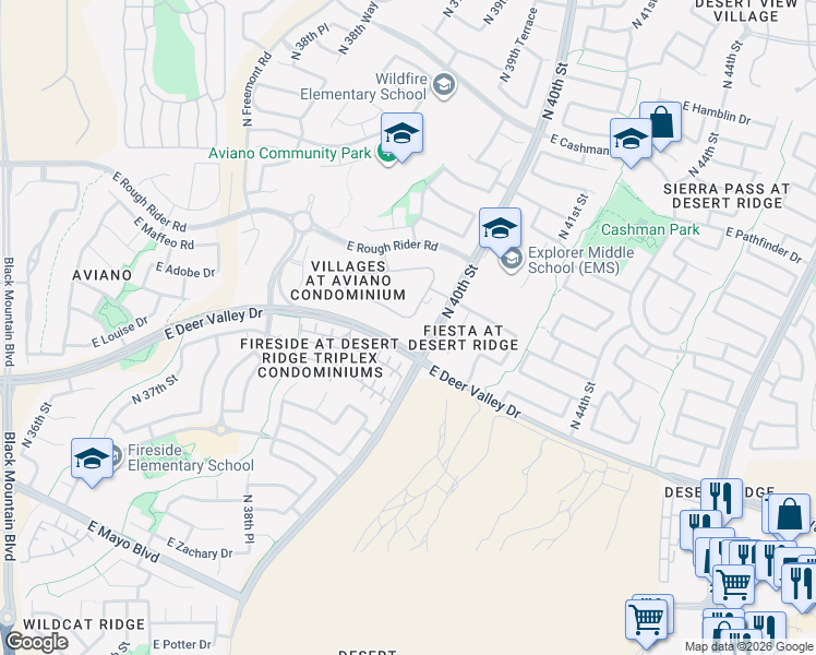 map of restaurants, bars, coffee shops, grocery stores, and more near 3962 East Cat Balue Drive in Phoenix