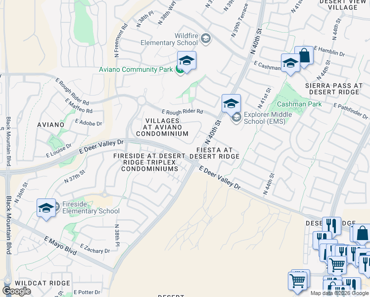 map of restaurants, bars, coffee shops, grocery stores, and more near 3962 East Cat Balue Drive in Phoenix