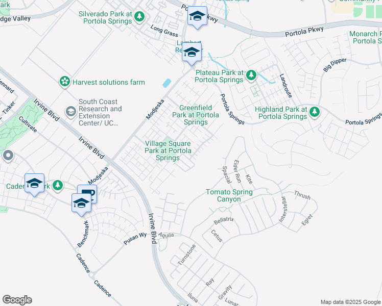 map of restaurants, bars, coffee shops, grocery stores, and more near 103 Leafy Twig in Irvine