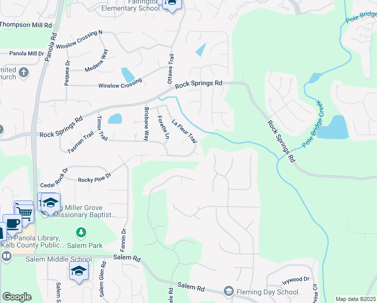 map of restaurants, bars, coffee shops, grocery stores, and more near 5566 La Fleur Trail in Stonecrest
