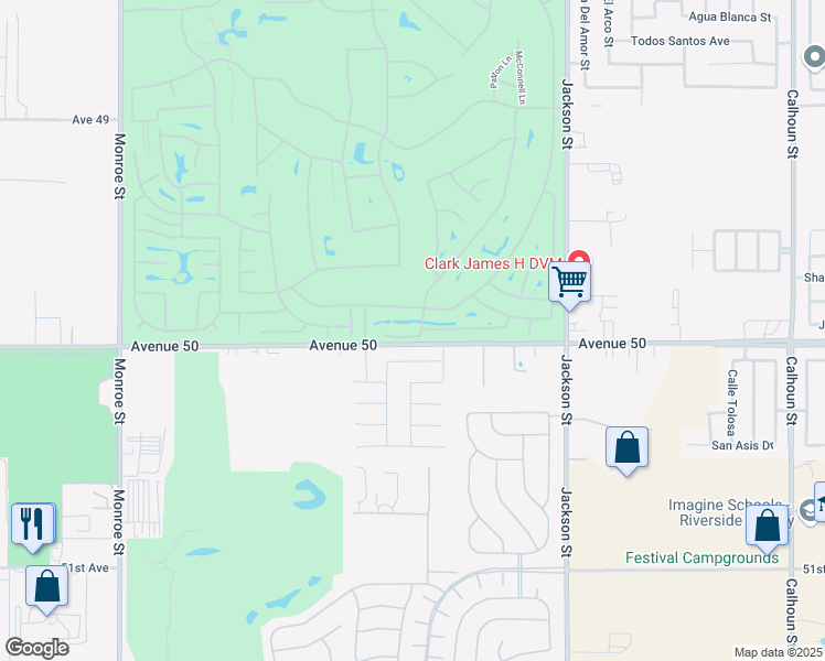 map of restaurants, bars, coffee shops, grocery stores, and more near 82664 Heston Drive in Indio