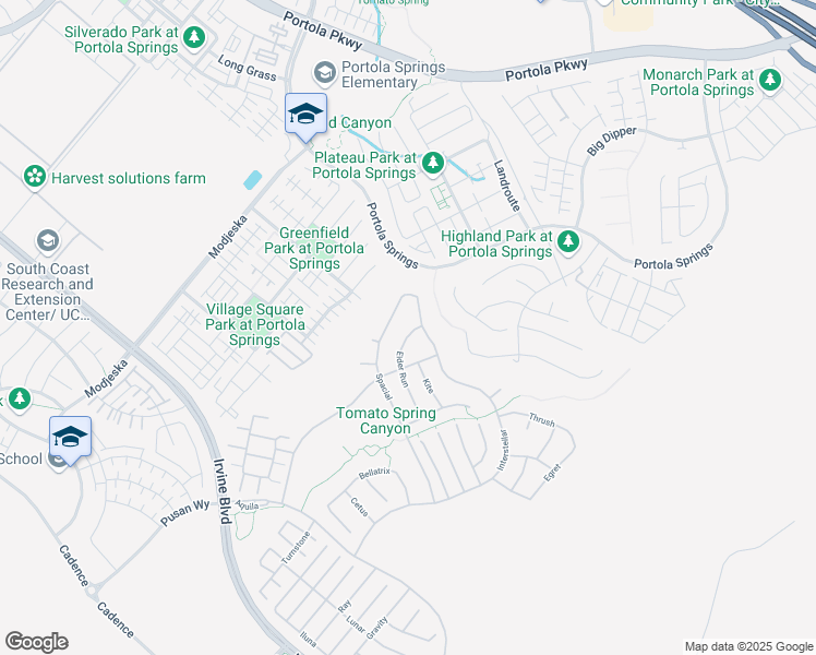 map of restaurants, bars, coffee shops, grocery stores, and more near 84 Eider Run in Irvine