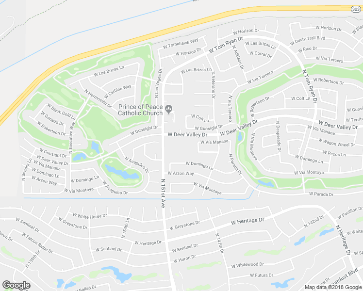 map of restaurants, bars, coffee shops, grocery stores, and more near 14818 West Domingo Lane in Sun City West