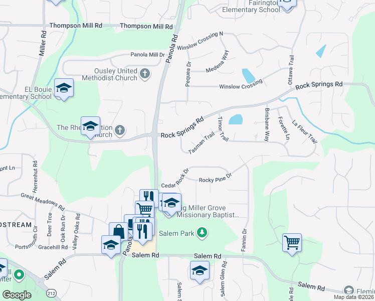 map of restaurants, bars, coffee shops, grocery stores, and more near 5303 Tasman Trail in Stonecrest