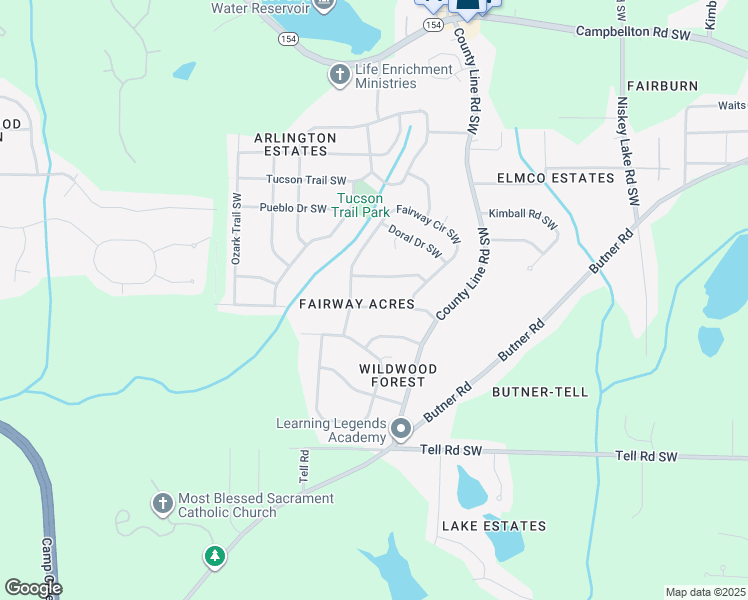 map of restaurants, bars, coffee shops, grocery stores, and more near 4571 Sahara Drive Southwest in Atlanta
