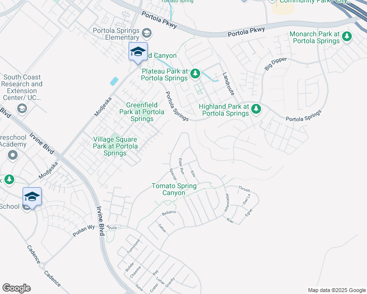 map of restaurants, bars, coffee shops, grocery stores, and more near 84 Eider Run in Irvine