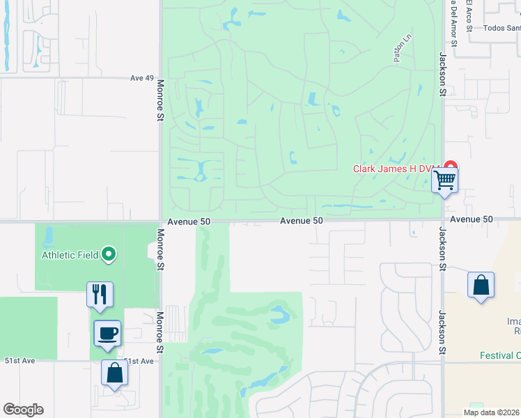 map of restaurants, bars, coffee shops, grocery stores, and more near 82420 Gregory Court in Indio