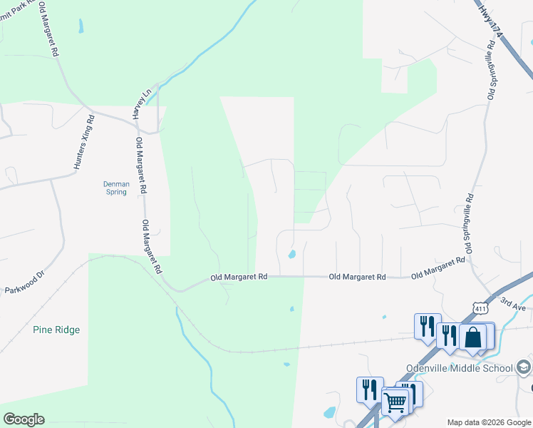 map of restaurants, bars, coffee shops, grocery stores, and more near 200 Havilah Hills Street in Odenville