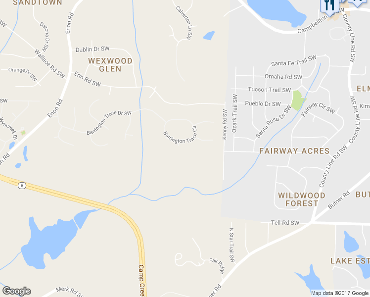 map of restaurants, bars, coffee shops, grocery stores, and more near 2345 Barrington Trace Circle in Atlanta