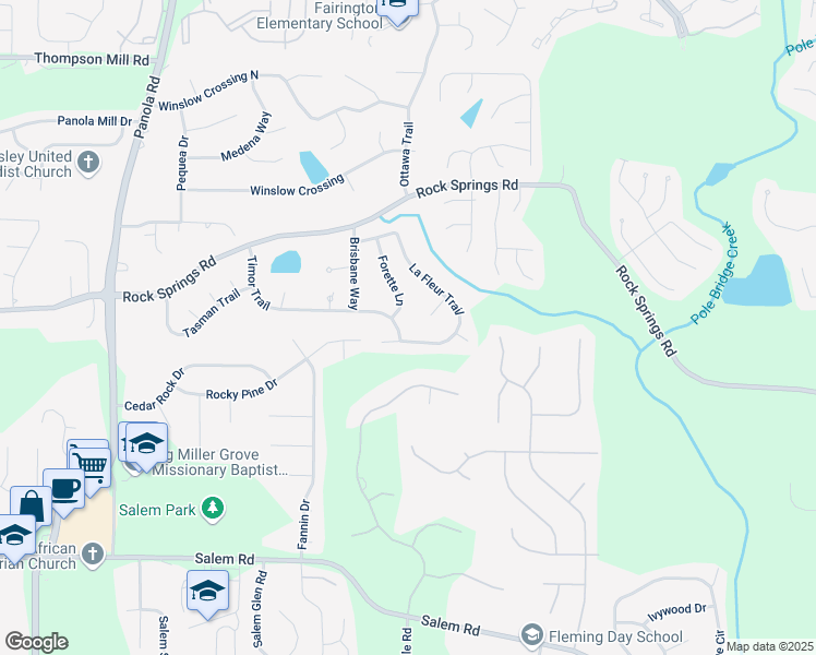map of restaurants, bars, coffee shops, grocery stores, and more near 5533 La Fleur Trail in Stonecrest