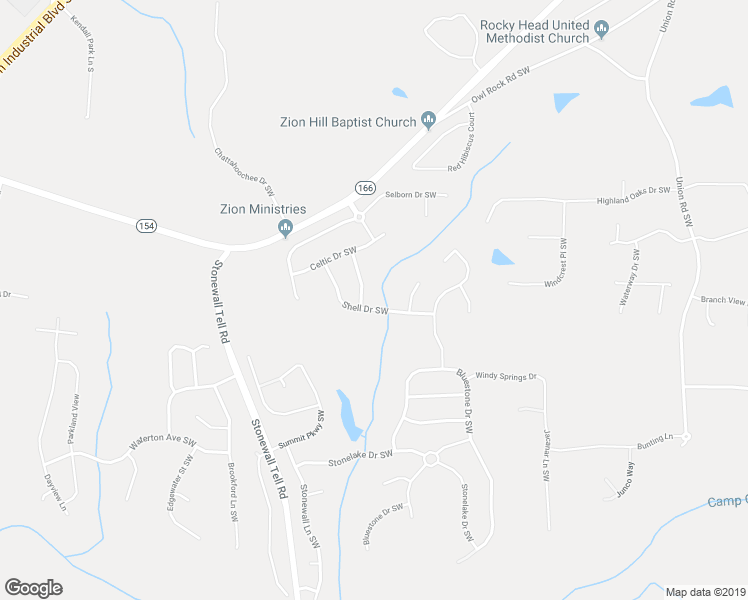 map of restaurants, bars, coffee shops, grocery stores, and more near 6283 Shell Drive Southwest in Atlanta