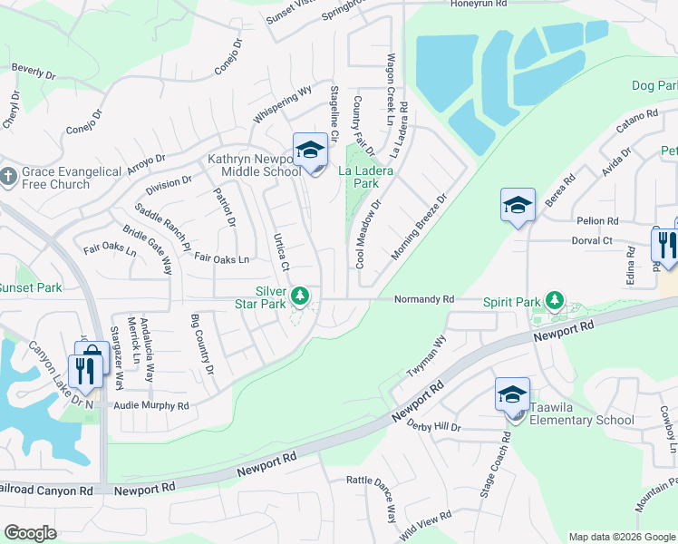 map of restaurants, bars, coffee shops, grocery stores, and more near 29908 Alisal Court in Menifee