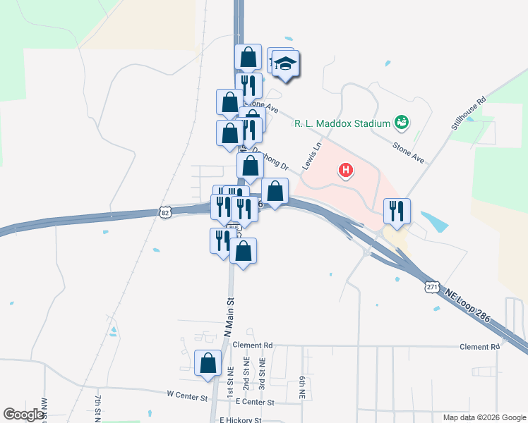 map of restaurants, bars, coffee shops, grocery stores, and more near 2400 N Main St in Paris