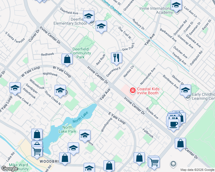 map of restaurants, bars, coffee shops, grocery stores, and more near 14 Stonewood in Irvine