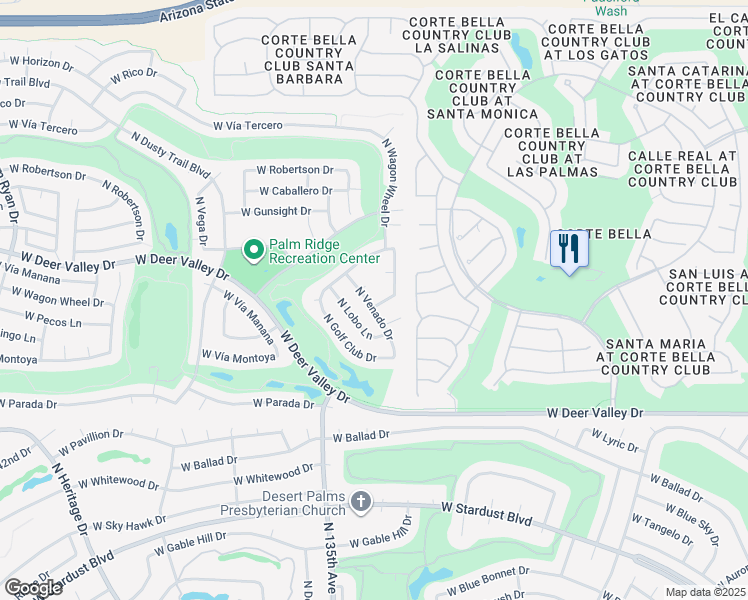 map of restaurants, bars, coffee shops, grocery stores, and more near 22129 North Lobo Lane in Sun City West