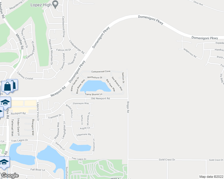 map of restaurants, bars, coffee shops, grocery stores, and more near 29915 Bay View Way in Menifee