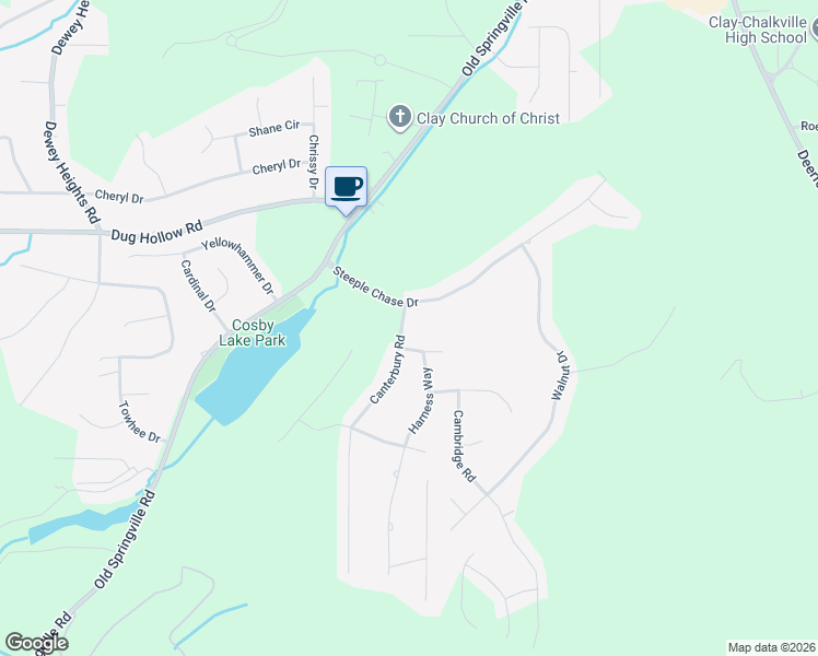 map of restaurants, bars, coffee shops, grocery stores, and more near 6295 Canterbury Road in Pinson