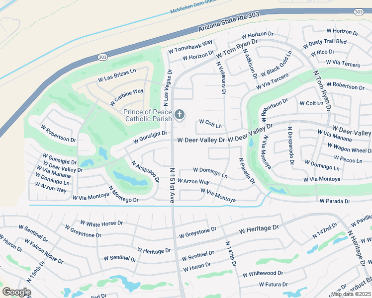 map of restaurants, bars, coffee shops, grocery stores, and more near 15051 West Deer Valley Drive in Sun City West