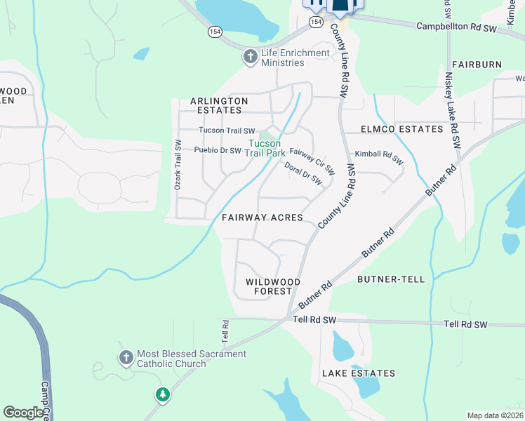 map of restaurants, bars, coffee shops, grocery stores, and more near 4571 Sahara Drive Southwest in Atlanta