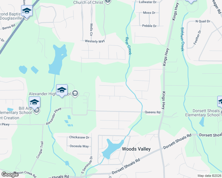 map of restaurants, bars, coffee shops, grocery stores, and more near 6318 Valhalla Drive in Douglasville
