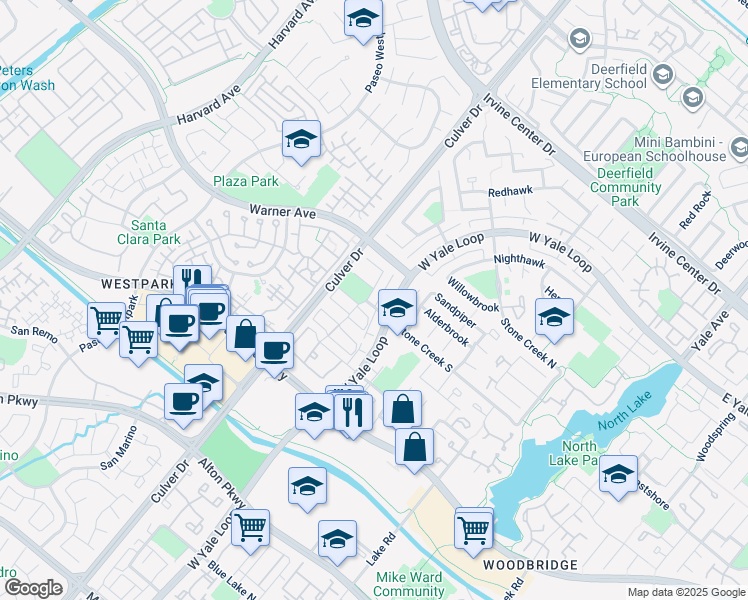 map of restaurants, bars, coffee shops, grocery stores, and more near 2 Brookstone Avenue in Irvine