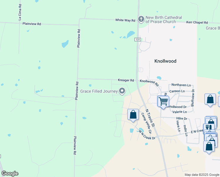 map of restaurants, bars, coffee shops, grocery stores, and more near 513 Woodbine Drive in Sherman
