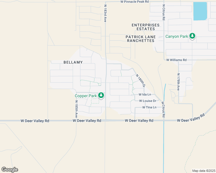 map of restaurants, bars, coffee shops, grocery stores, and more near 18270 West Via Montoya Drive in Surprise