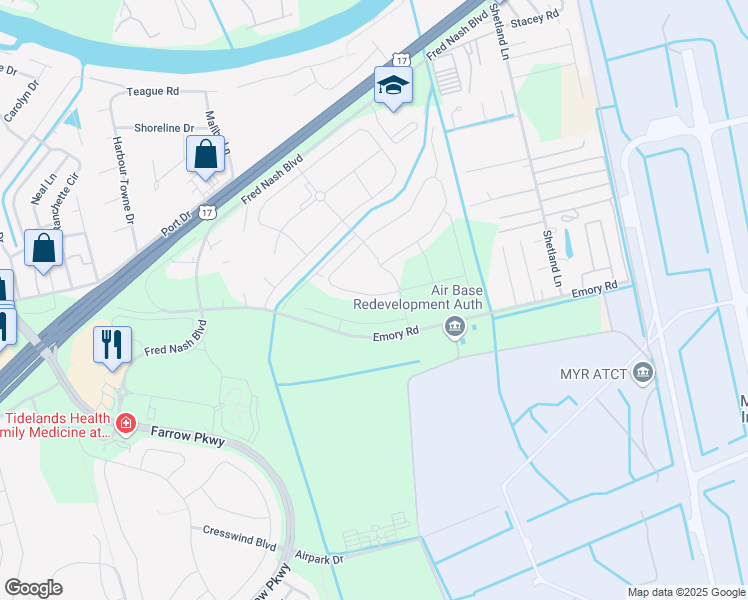 map of restaurants, bars, coffee shops, grocery stores, and more near 2538 Orion Loop in Myrtle Beach