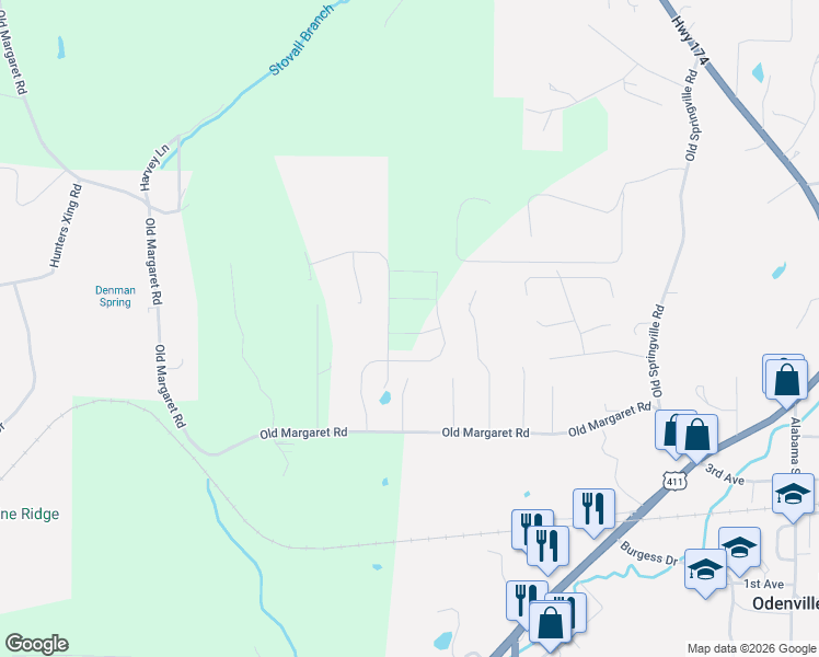 map of restaurants, bars, coffee shops, grocery stores, and more near 200 Havilah Hills Street in Odenville