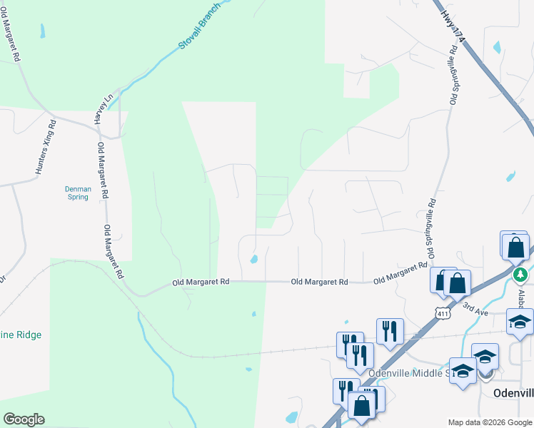 map of restaurants, bars, coffee shops, grocery stores, and more near 200 Havilah Hills Street in Odenville