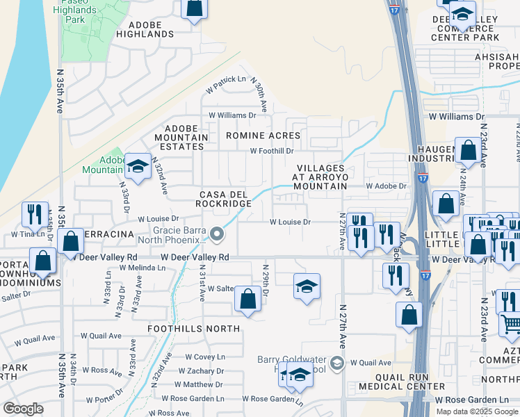 map of restaurants, bars, coffee shops, grocery stores, and more near 22029 North 29th Drive in Phoenix