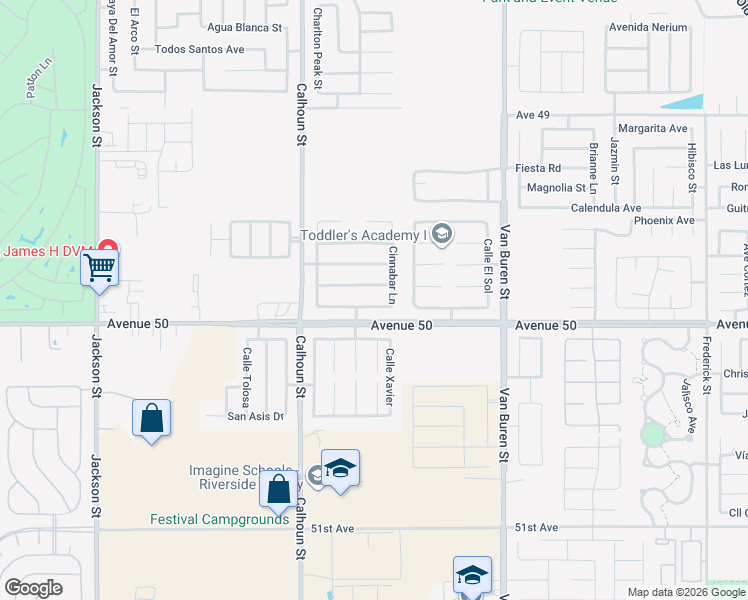 map of restaurants, bars, coffee shops, grocery stores, and more near 83680 Jaderock Road in Coachella