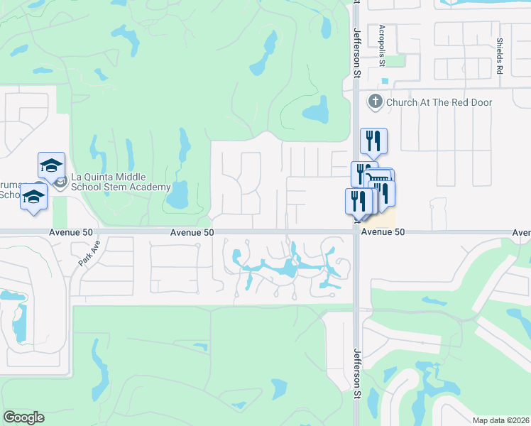 map of restaurants, bars, coffee shops, grocery stores, and more near 49880 Rancho San Felipe in La Quinta