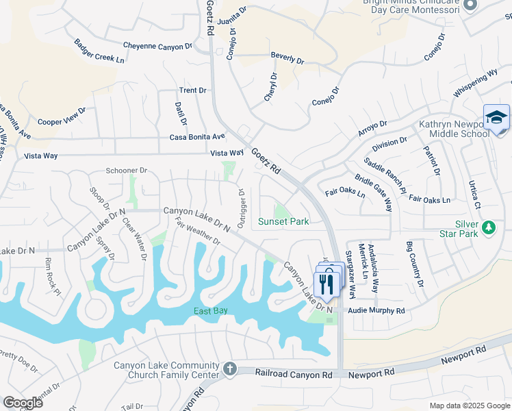 map of restaurants, bars, coffee shops, grocery stores, and more near 29911 Western Star Drive in Menifee
