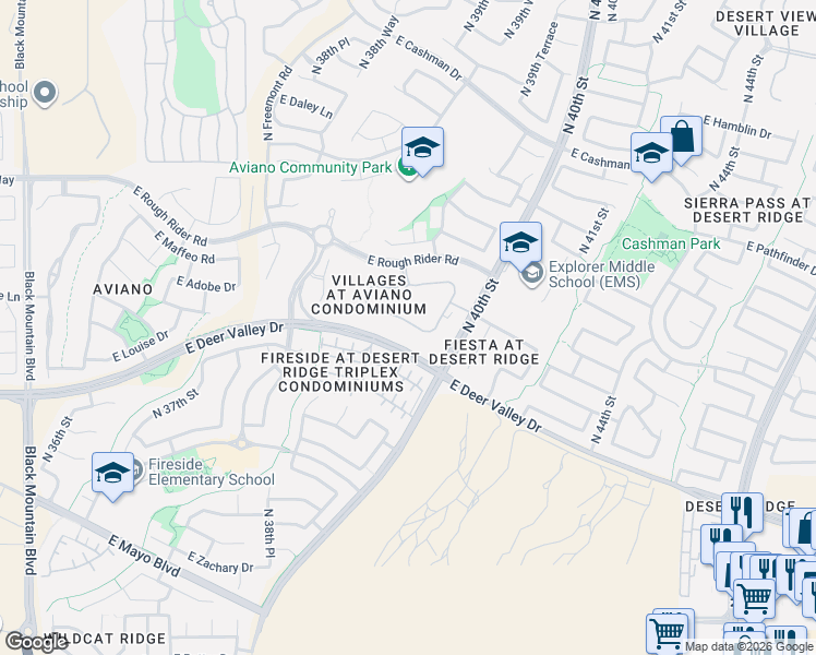 map of restaurants, bars, coffee shops, grocery stores, and more near 26 Acacia Lane in Phoenix