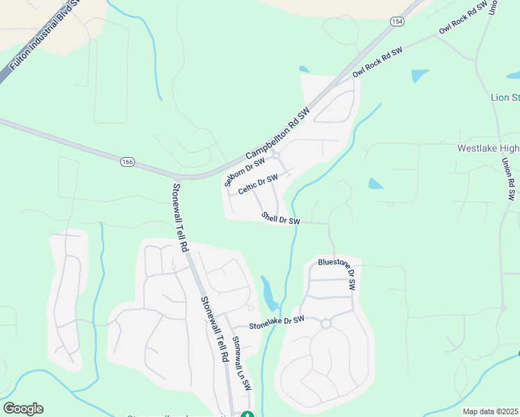map of restaurants, bars, coffee shops, grocery stores, and more near 6314 Shell Drive Southwest in Atlanta